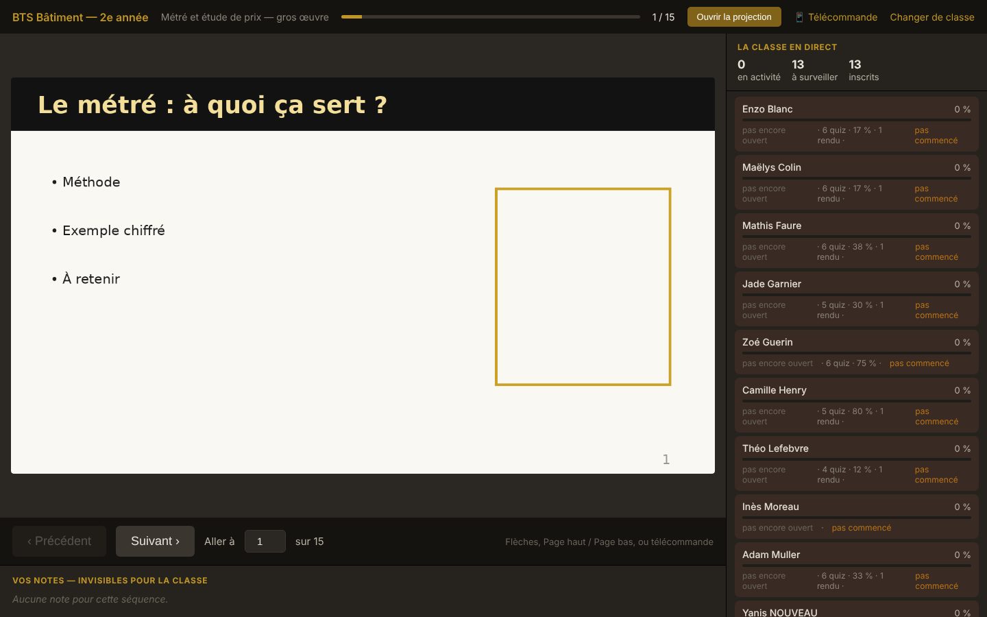 Capture d'écran : Projetez votre cours