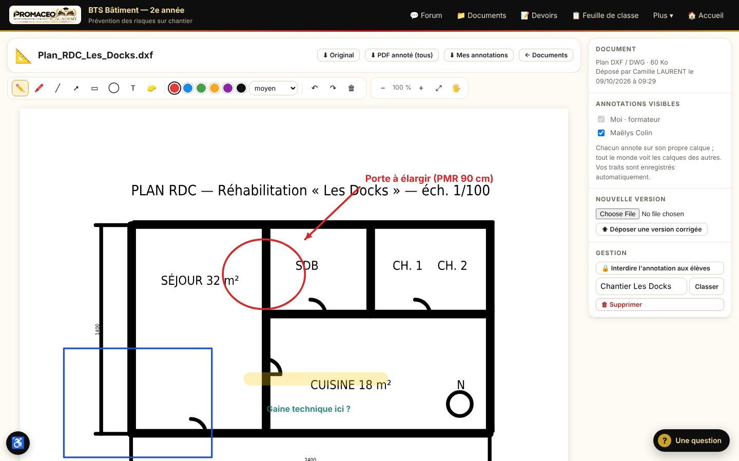Capture d'écran : Plans et photos de chantier